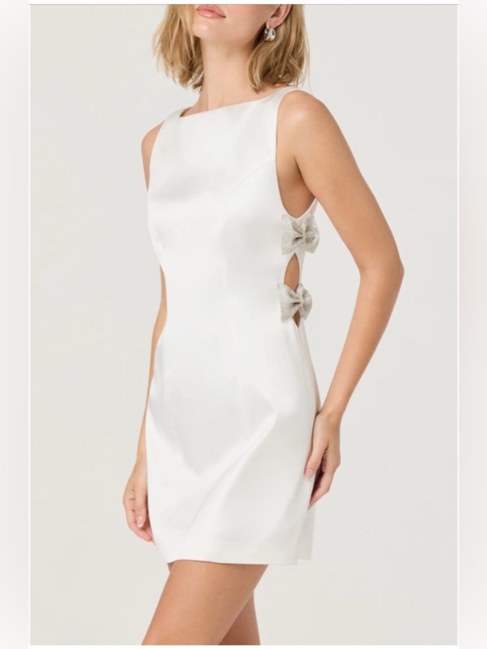 Astr the Label Kinsley Embellished Bow Satin Minidress